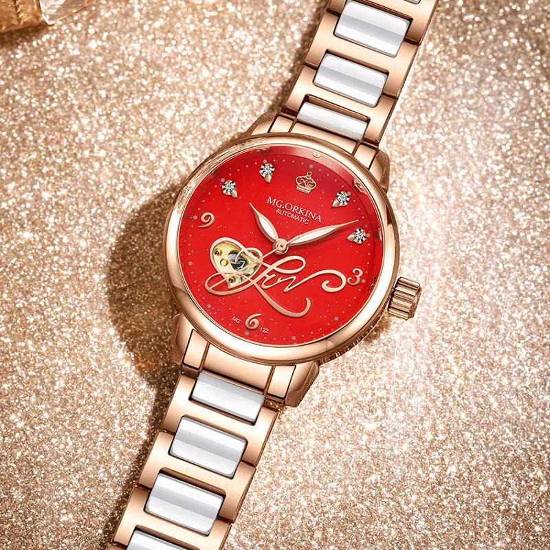 Women's Casual Hollow Steel Strap Luminous Hands Bracelet Wristwatches