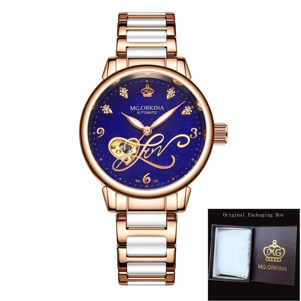 Women's Casual Hollow Steel Strap Luminous Hands Bracelet Wristwatches