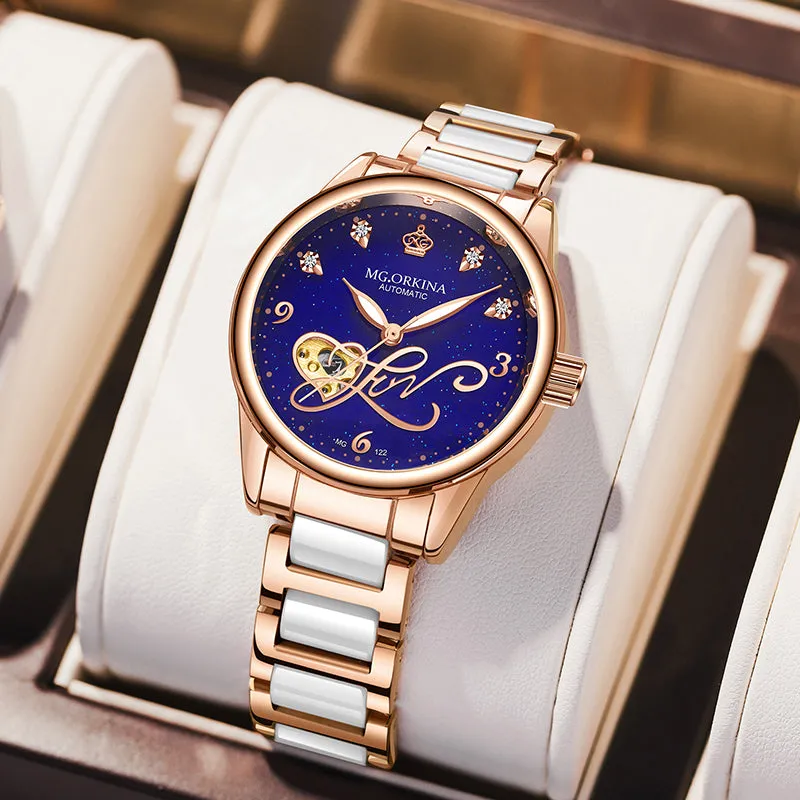 Women's Casual Hollow Steel Strap Luminous Hands Bracelet Wristwatches