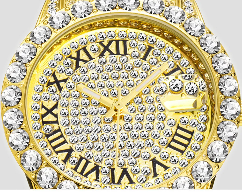 Women's Luxury Rhinestones Stainless Steel Hip Hop Charm Jewelry Watch