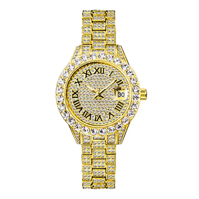 Women's Luxury Rhinestones Stainless Steel Hip Hop Charm Jewelry Watch
