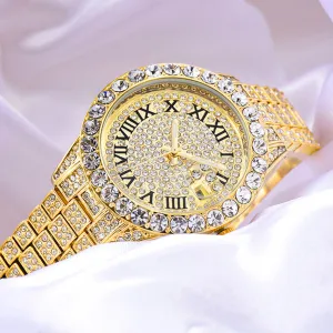 Women's Luxury Rhinestones Stainless Steel Hip Hop Charm Jewelry Watch