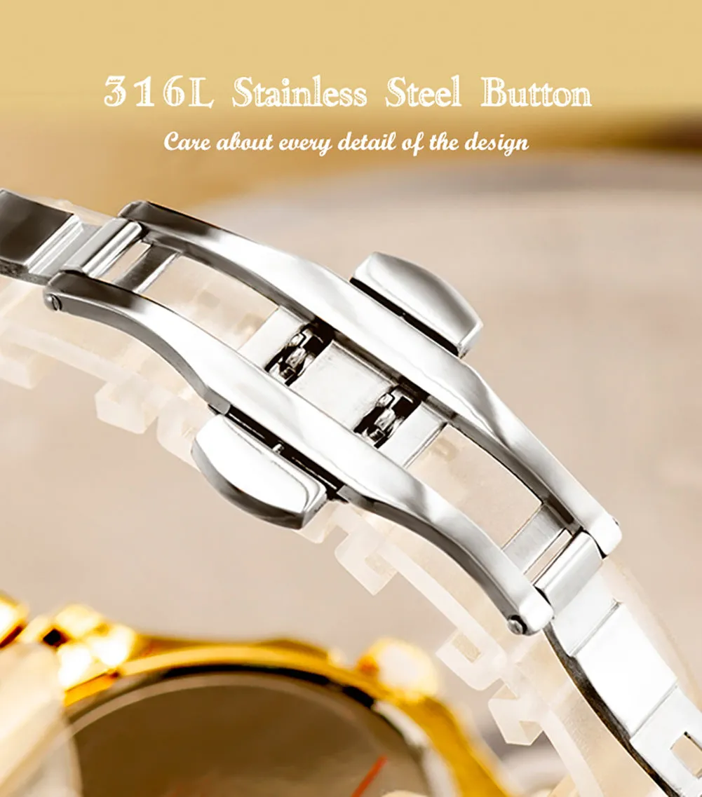 Women's Luxury Rhinestones Stainless Steel Hip Hop Charm Jewelry Watch