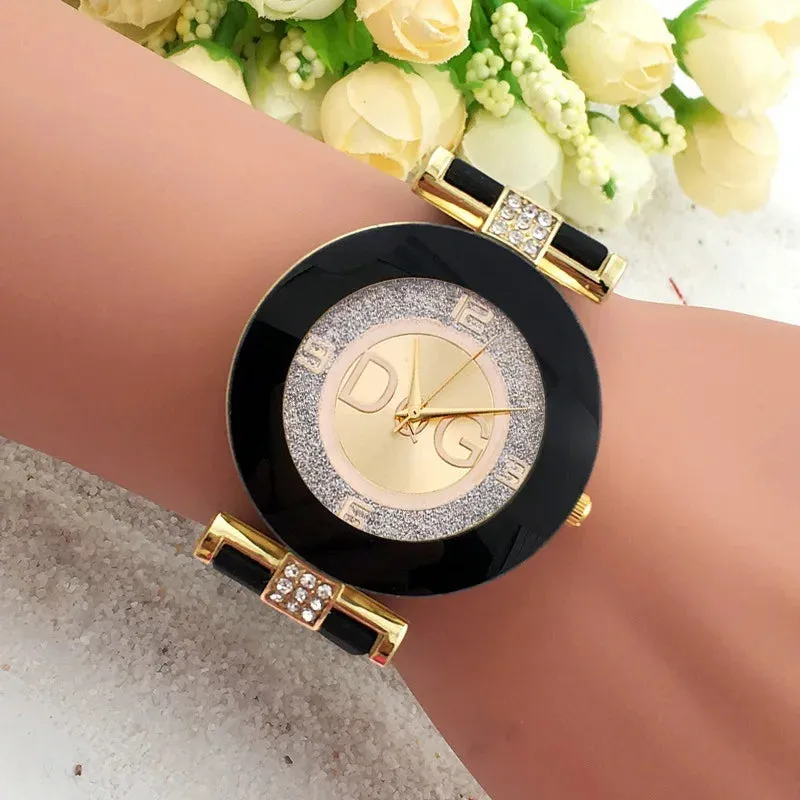 Women's Quartz Watch with Silicone Strap, Rhinestone Design, Casual Fashion Luxury Brand