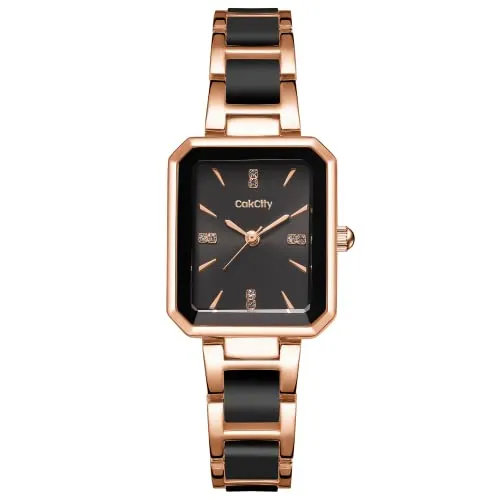 Women's Square Two-Tone Ceramic Dress Bracelet Watch