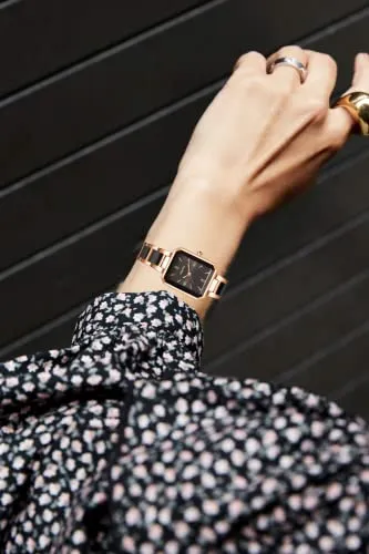 Women's Square Two-Tone Ceramic Dress Bracelet Watch