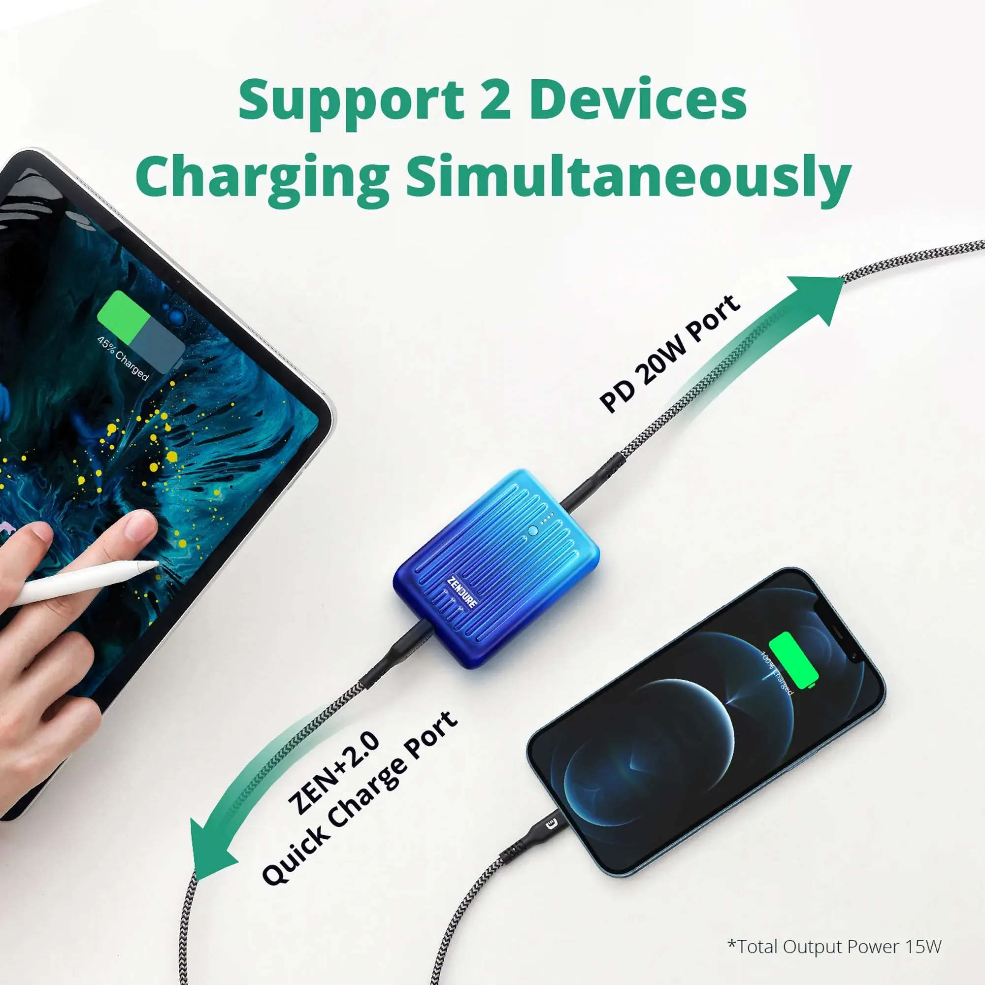 Zendure SuperMini 10,000mAh 20W PD Power Bank - Credit Card Sized - Purple ( Barcode: 850020422302 )